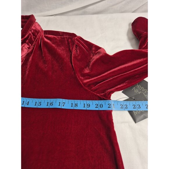 John Mark Women's Shirt Top Size S Red Long Sleeve Relaxed Fit Velvet Wired (16) - Picture 9 of 12